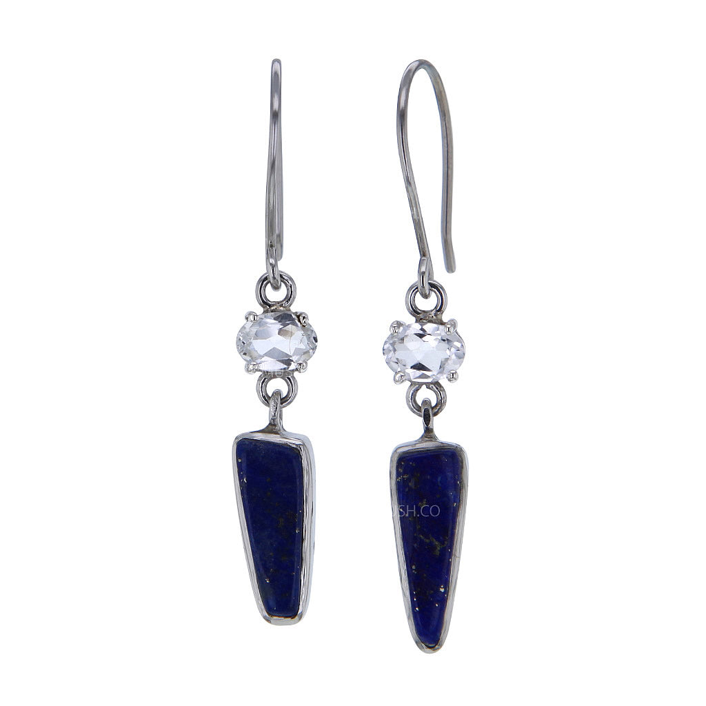 White Topaz & Blue Lapis Lazuli Earrings Hollywood