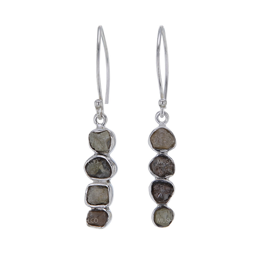 Natural Raw Tourmaline Chandelier Earrings in Sterling Silver Hollywood