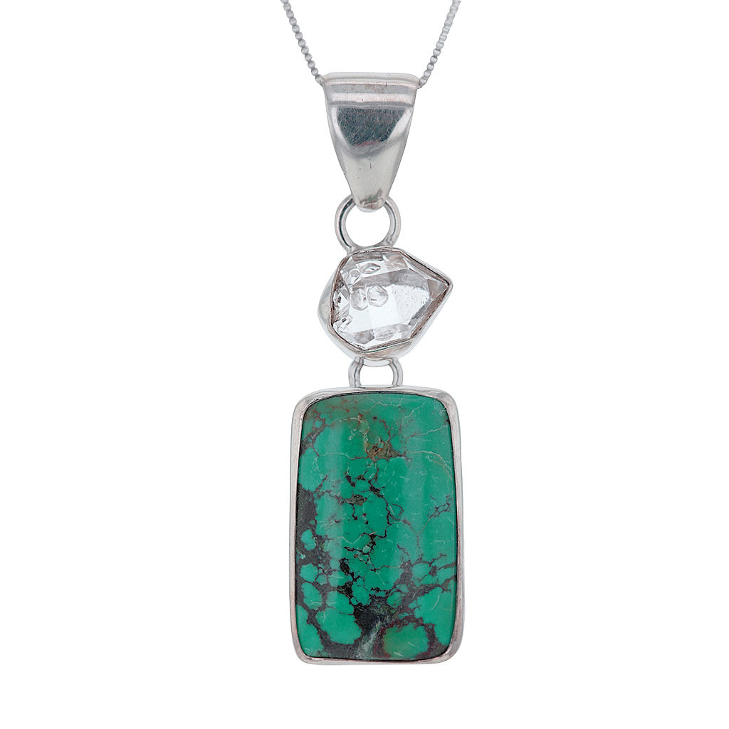 carico lake green turquoise herkimer diamond pendant necklace carico-lake-green-turquoise-herkimer-diamond-pendant-necklace