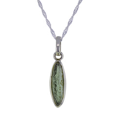 Raw Moldavite Pendant Necklace in Sterling Silver