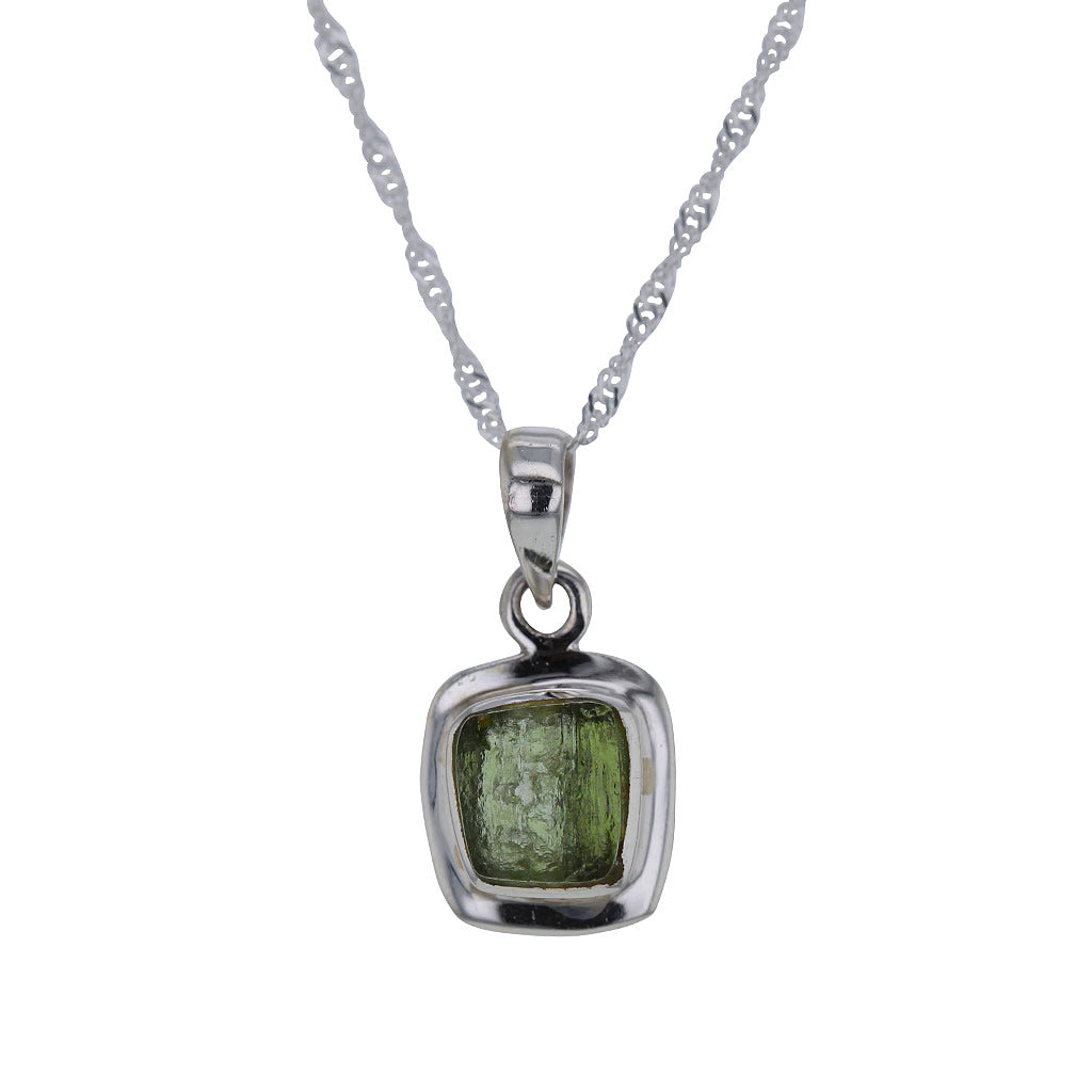 square raw moldavite pendant necklace in sterling silver square-raw-moldavite-pendant-necklace-in-sterling-silver