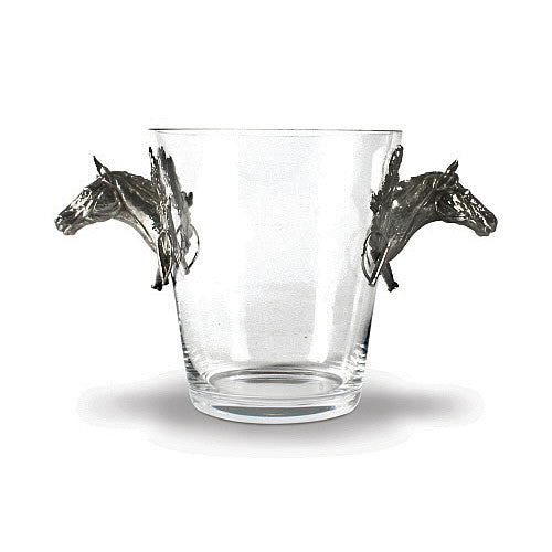 Race Horses Glass Ice Bucket made from Sterling Silver Pewter MUSH.CO