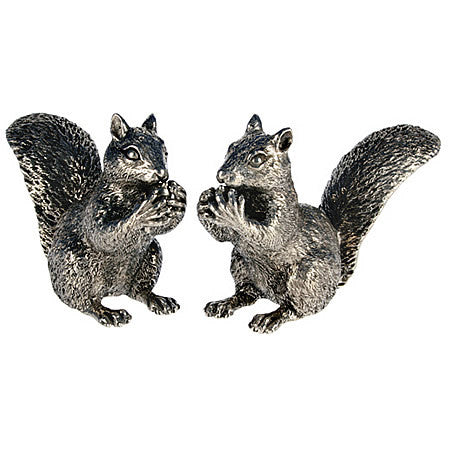Squirrels Salt & Pepper Shakers in Sterling Silver Pewter Hollywood