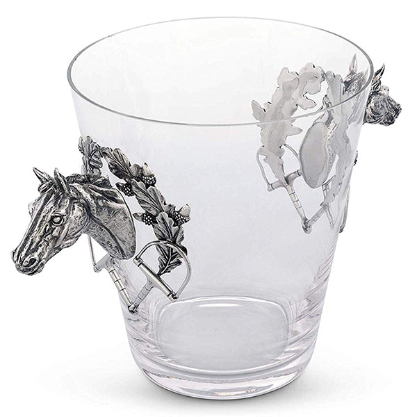 Race Horses Glass Ice Bucket made from Sterling Silver Pewter MUSH.CO