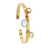 Gold Plated Bracelet With Blue & White Cabochon Topaz