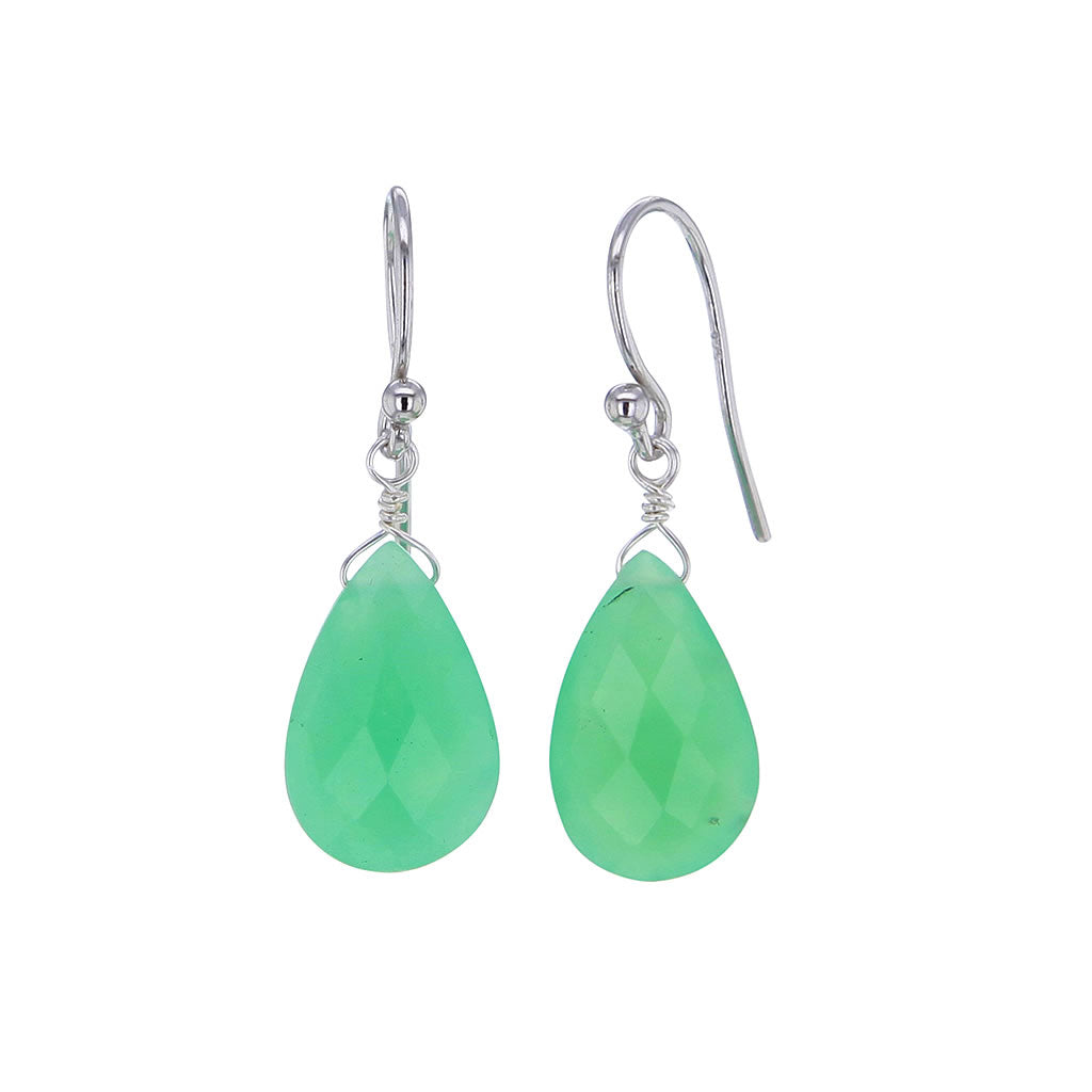 Chrysoprase Faceted Drop Earrings Hollywood