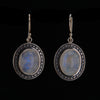 Oval Cabochon Moonstone Sterling Silver Earrings with Star Deatil