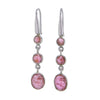 Pink Cabochon Tourmaline Chandelier Earrings in Sterling Silver