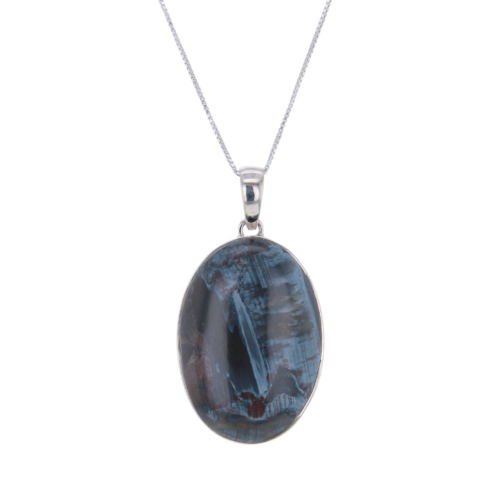 blue pietersite cabochon pendant necklace blue-pietersite-cabochon-pendant-necklace