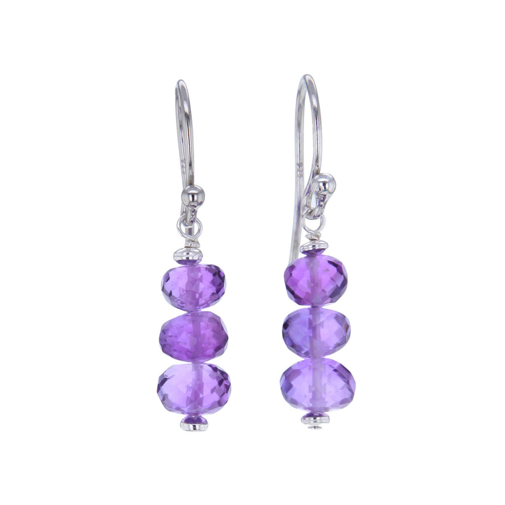 Bead Stack Amethyst Crystal Earrings Hollywood