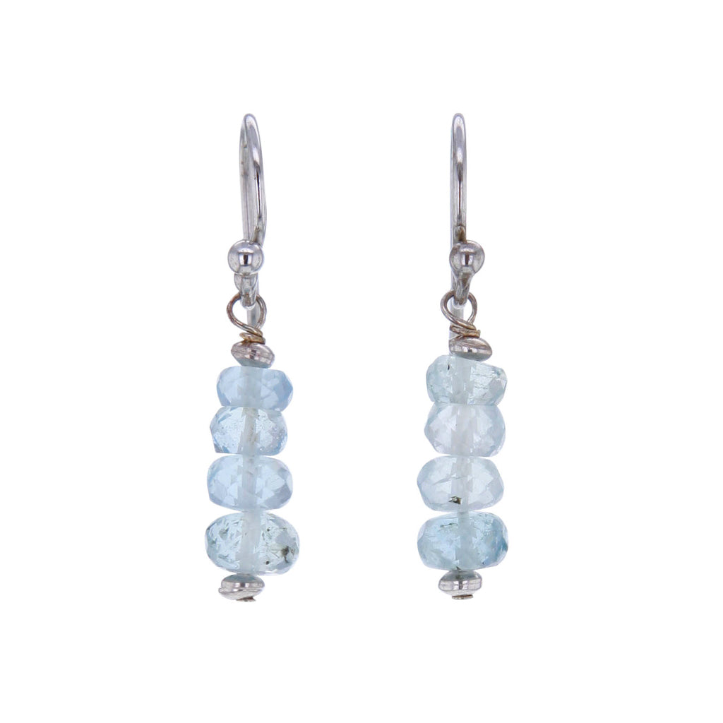 Bead Stack Aquamarine Crystal Earrings Hollywood