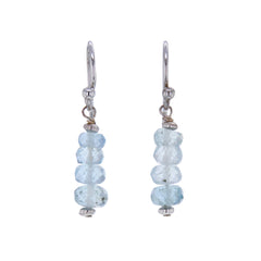 Bead Stack Aquamarine Crystal Earrings