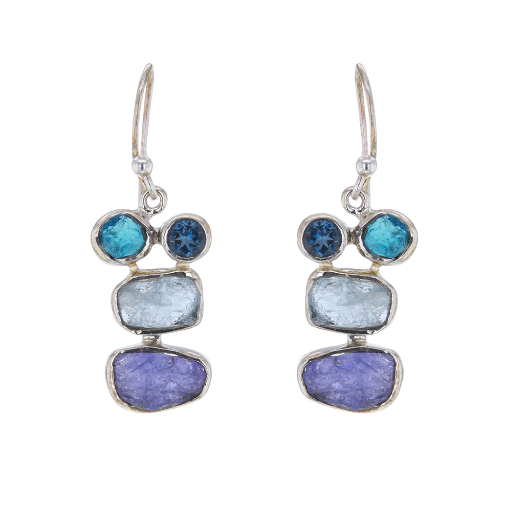 Tanzanite Aquamarine, Topaz & Apatite Earrings Hollywood