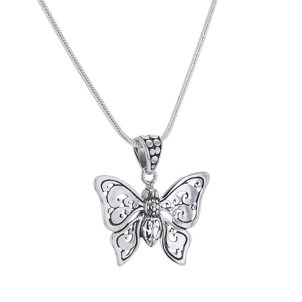 Butterfly Pendant Necklace in Sterling Silver Hollywood