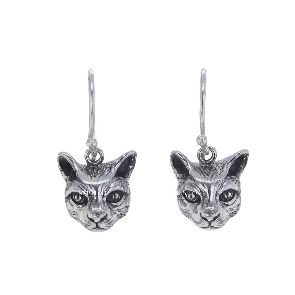 Kitten Sculpted Earrings in Sterling Silver
