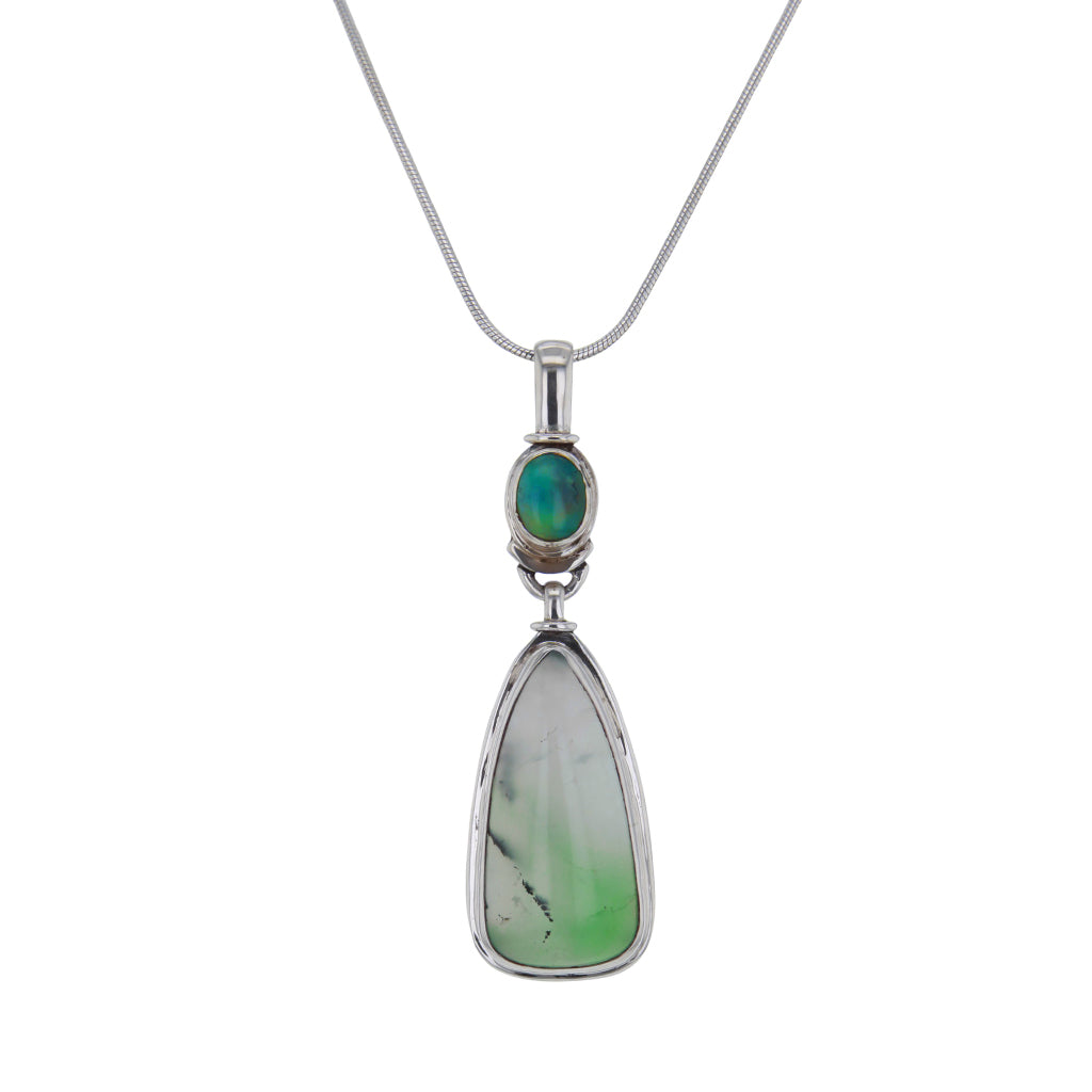 Chrysoprase Pendant Necklace in Sterling Silver Hollywood