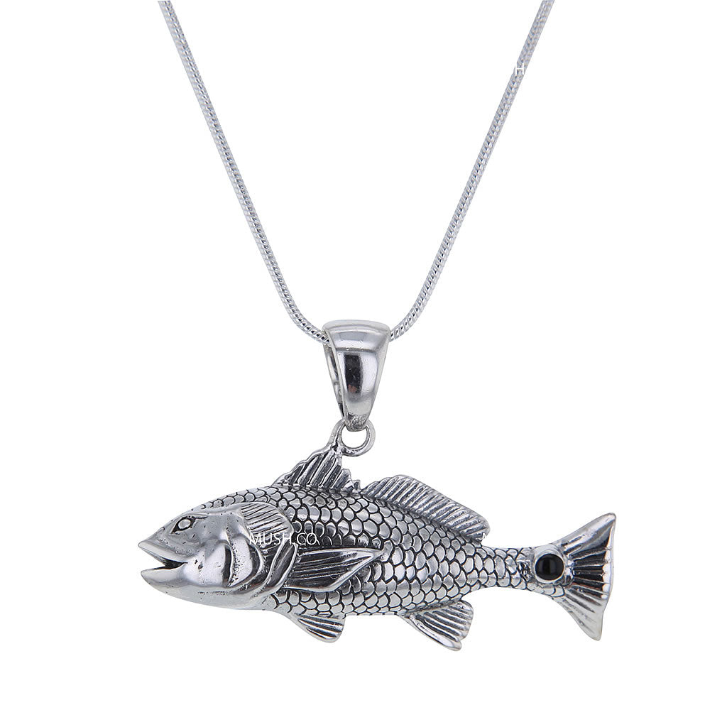 Tuna Fish Pendant Necklace in Sterling Silver