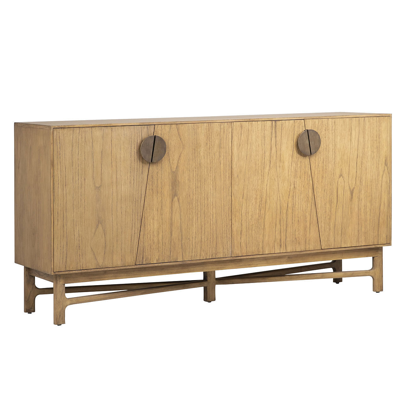 Genova MCM Inspired Natural Mindi Wood Sideboard With Brass Accent Hollywood