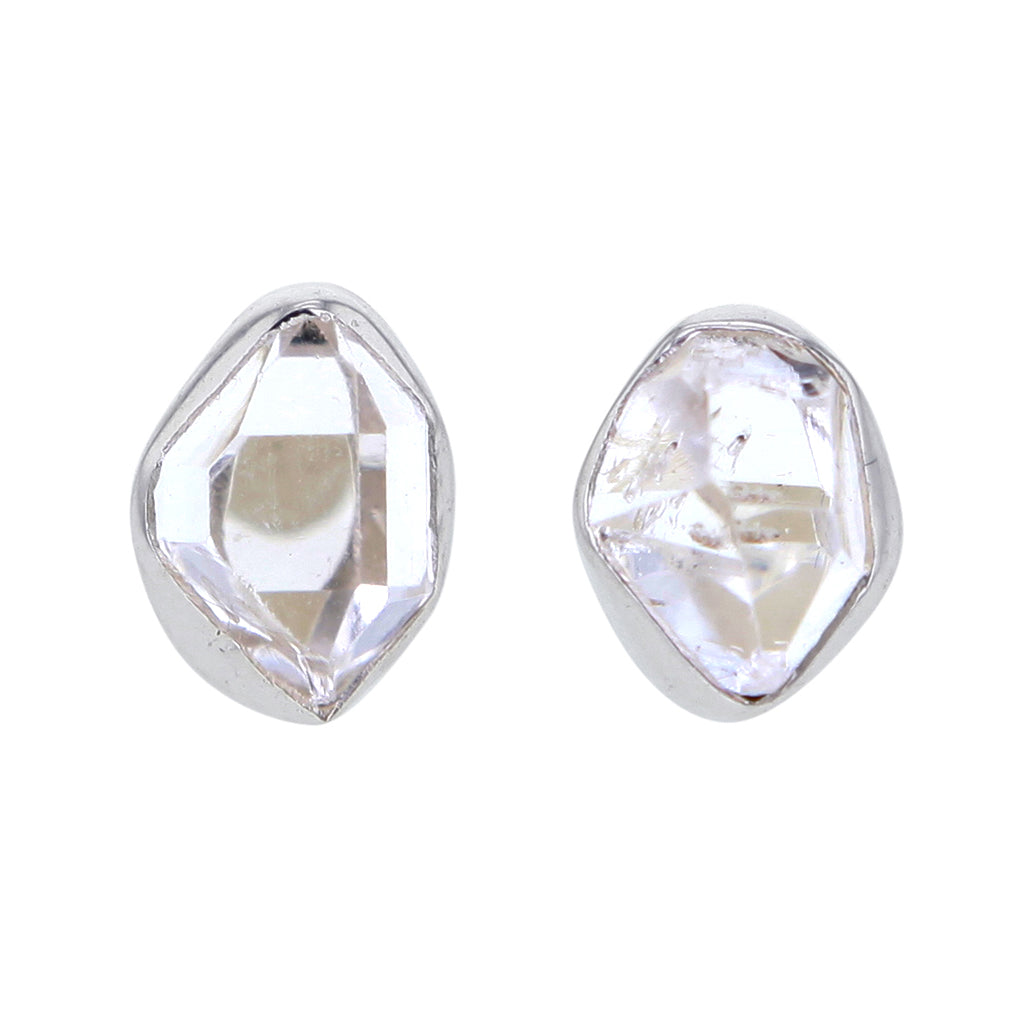 Dutchess Faceted Herkimer Diamond Stud Earrings in Sterling Silver Hollywood