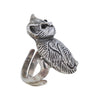 Kitty Cat Sculpted Sterling Silver Ring with Black Onyx Eyes