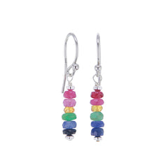 Rainbow Multi Stone Bead Stack Earrings