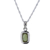 Rectangle Raw Moldavite Pendant Necklace in Sterling Silver