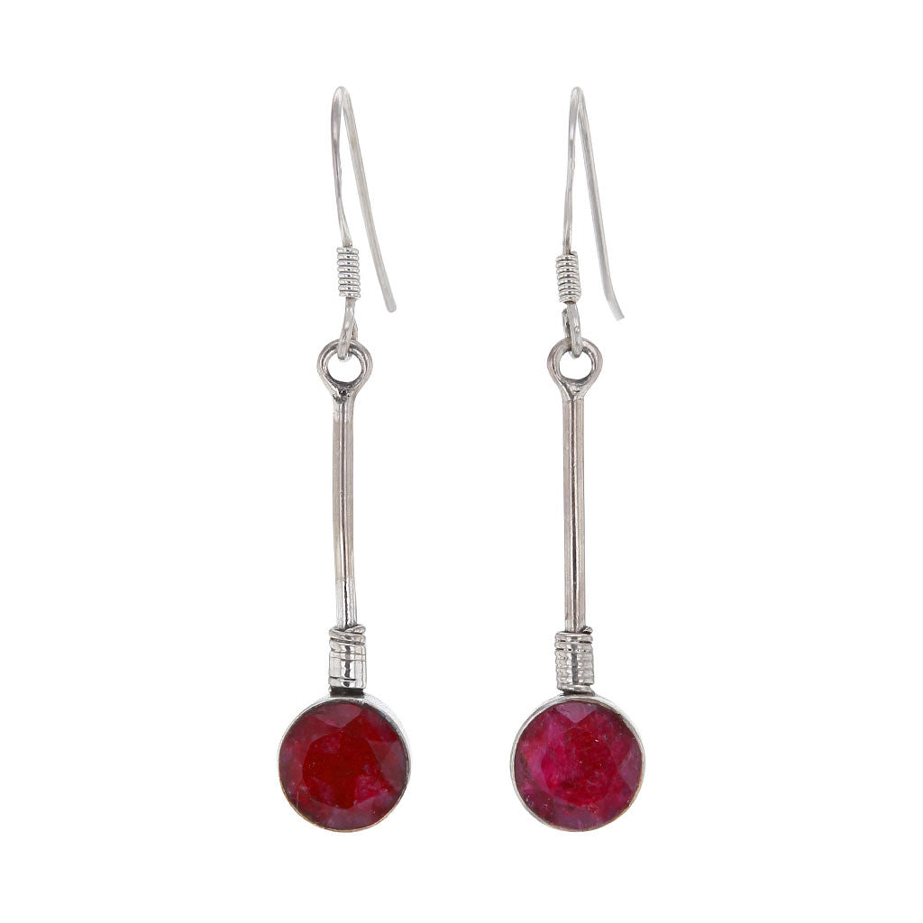 Simple Ruby Earrings in Sterling Silver Hollywood