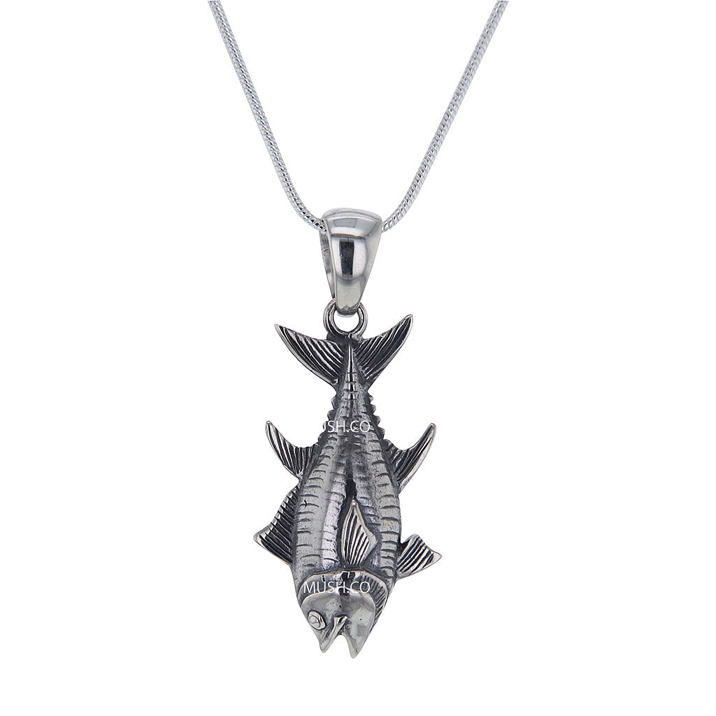 Fish Pendant Necklace in Sterling Silver