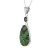 Tururquoise and Moldavite Pendant Necklace in Sterling Silver