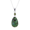 Tururquoise and Moldavite Pendant Necklace in Sterling Silver