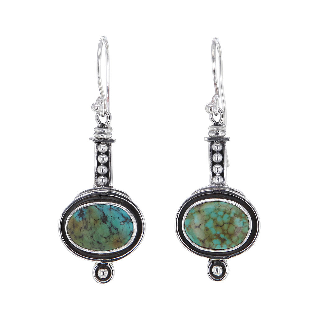 Oval Turquoise Sterling Silver Earrings Hollywood