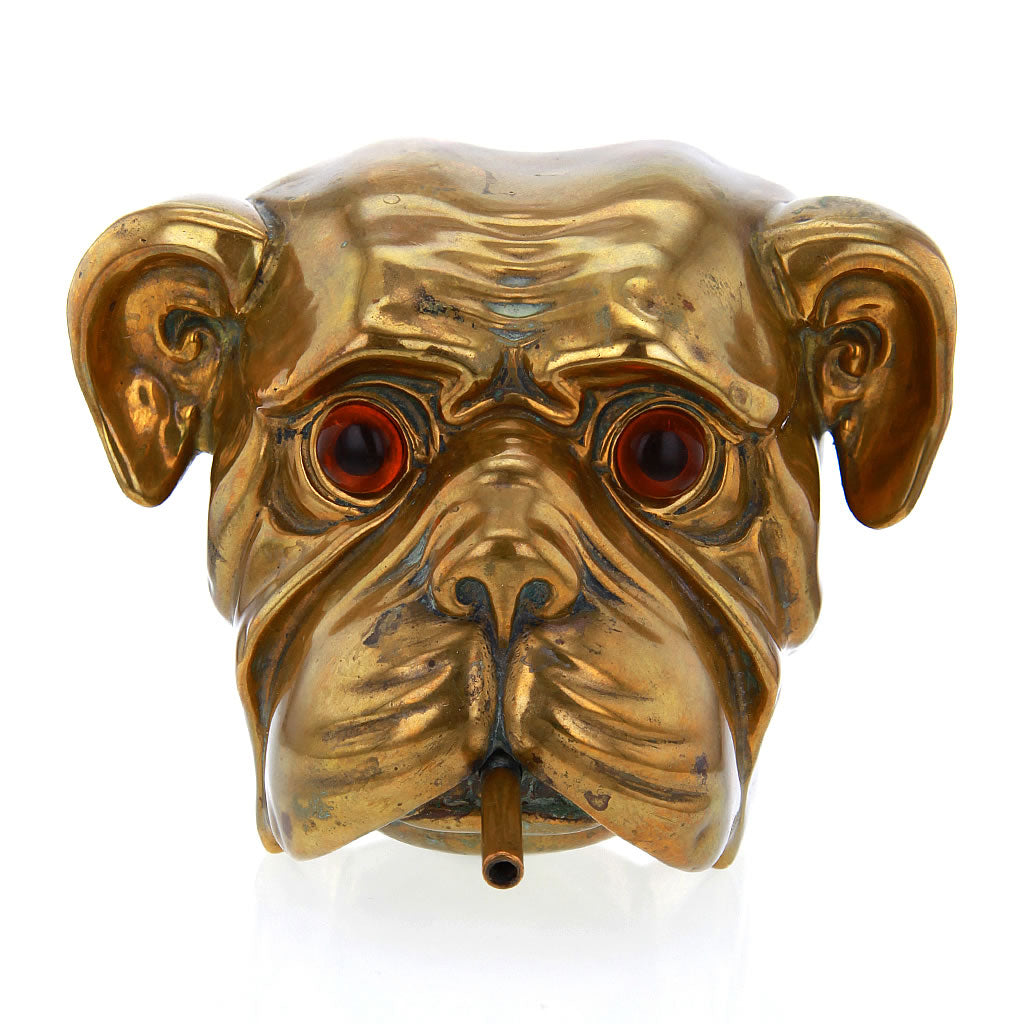 Vintage 1800s Brass Tobacconist Cigar Ligher Bulldog Head from England Hollywood
