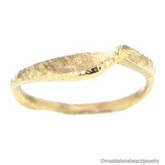 One of a Kind Italian Designer Hammered 14K Solid Yellow Gold Wedding Band Size 7