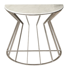 Adelaide Marble & Brushed Nickel Demi Loon Designer Side Table