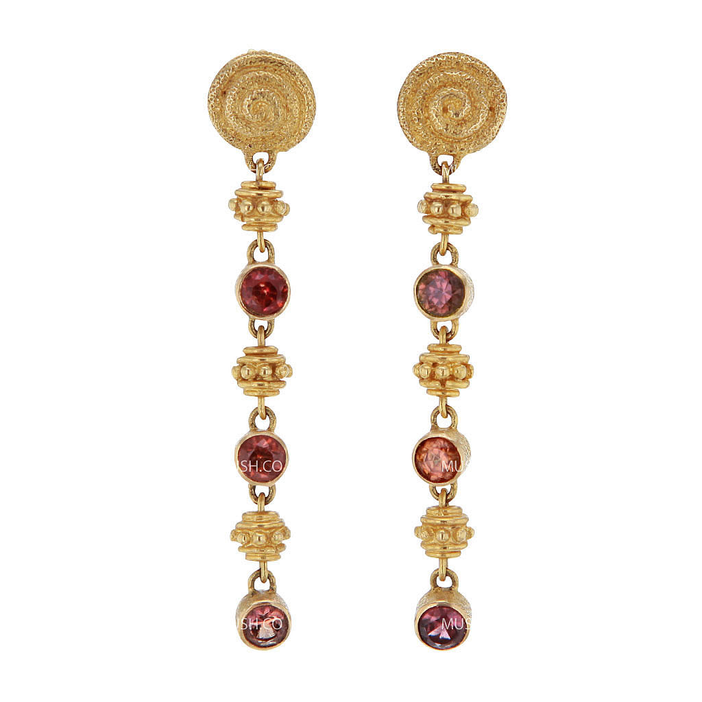Solari 22K Solid Gold Ruby Earrings Hollywood