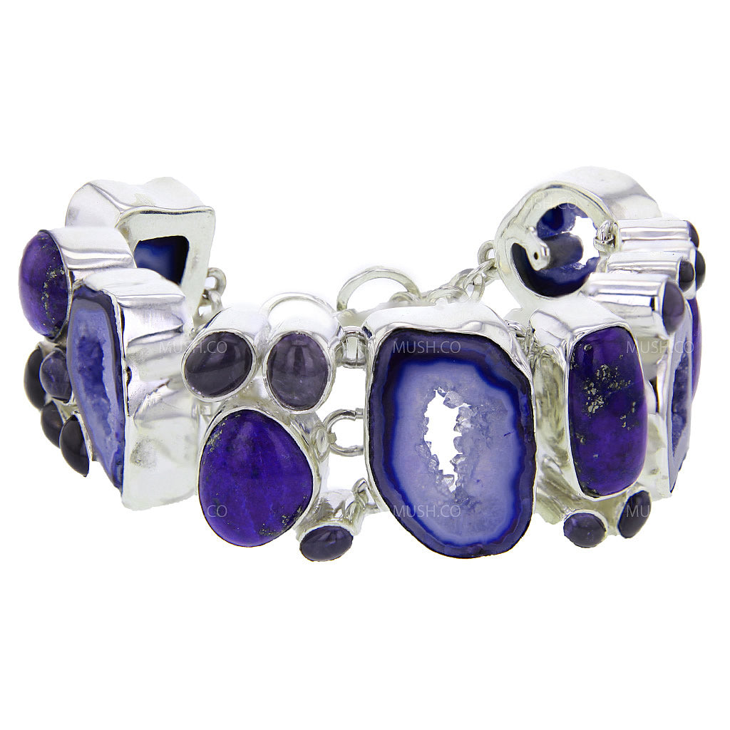 agate-druze-lapis-amethyst-and-cz-sterling-silver-link-bracelet