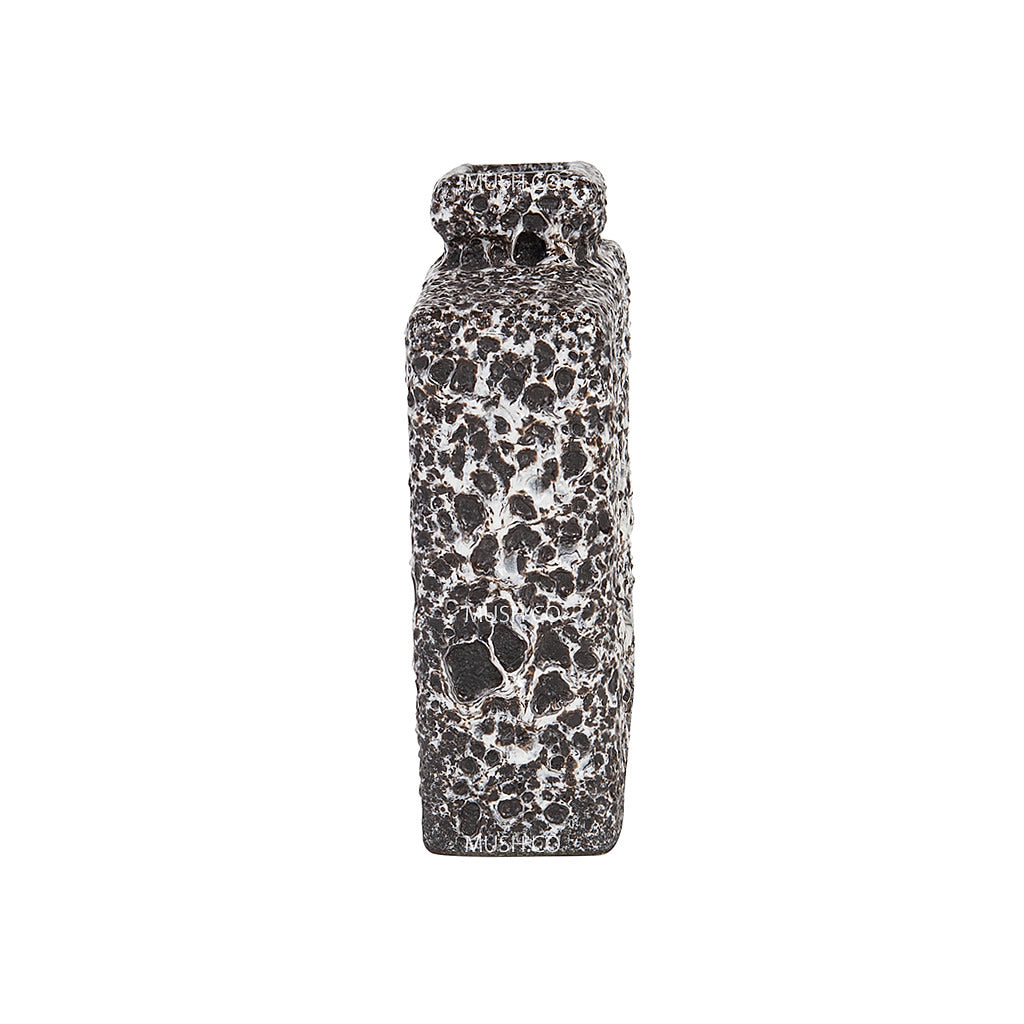 Square Mid Century Modern Black and White Lava Glaze Vase by Jopeko