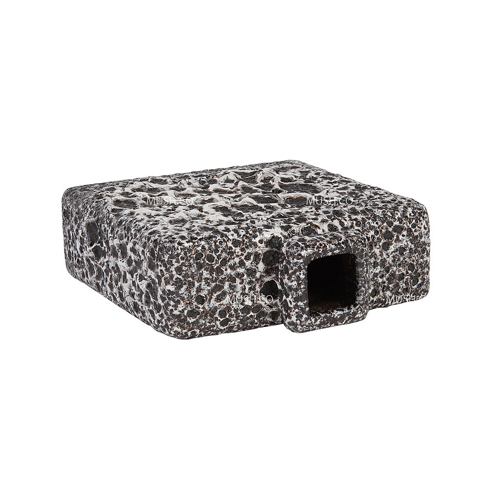 Square Mid Century Modern Black and White Lava Glaze Vase by Jopeko