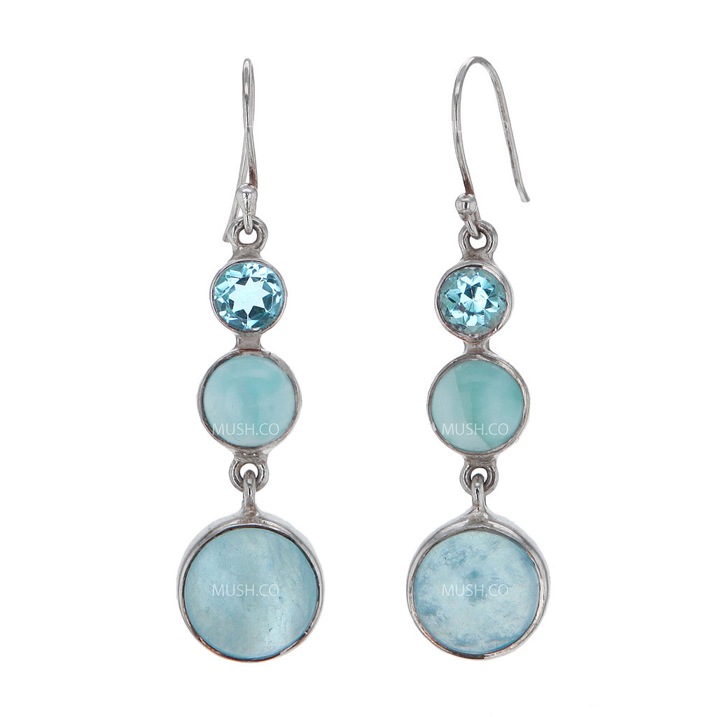 faceted-blue-topaz-larimar-aqua-marine-stack-earrings