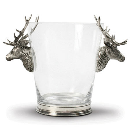 Deer Head Glass Ice Bucket From Sterling Silver Pewter Hollywood