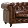 Laguna 97" Luxury Tufted Full Grain Leather Sofa in Antiqued Brown