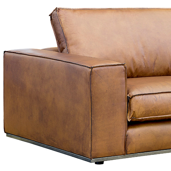 Parker Leather Sofa in Chestnut Brown Genuine Full Grain Leather MUSH.CO