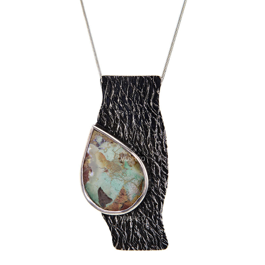 oxidized sterling silver and turquoise pendant necklace oxidized-sterling-silver-and-turquoise-pendant-necklace