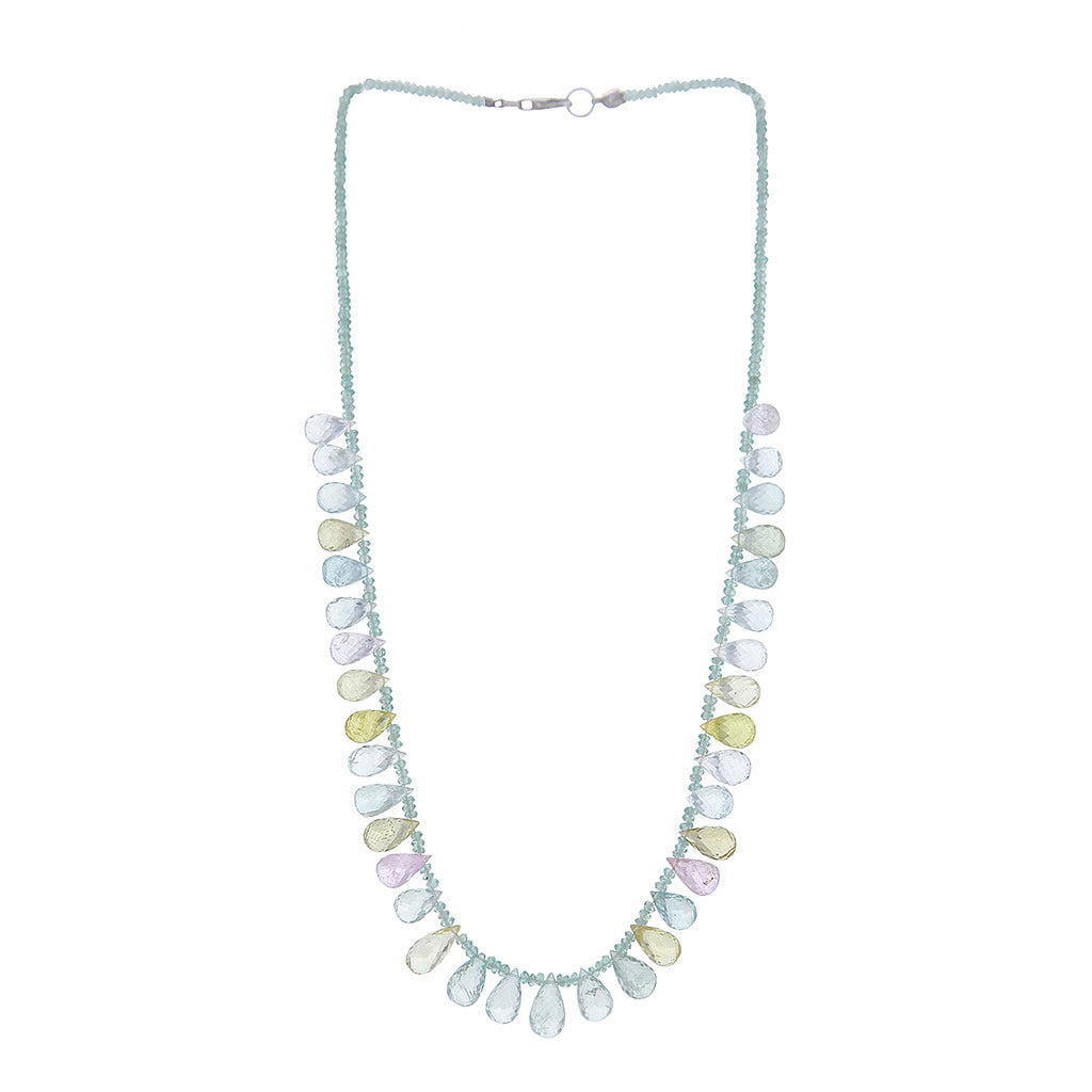 Multicolor Beryl Teeardrops & Microbeads Beaded Necklace Hollywood