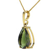 Galactica Moldavite Pendant Necklace in 14K Solid Gold Setting