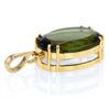 Mother Oval Faceted Moldavite Pendant Necklace in 14K Solid Gold Setting