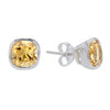 Citrine Crystal Stud Earrings in Sterling Silver