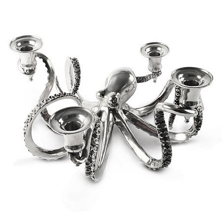 Four Taper Table Octopus Candelabra in Sterling Silver Pewter