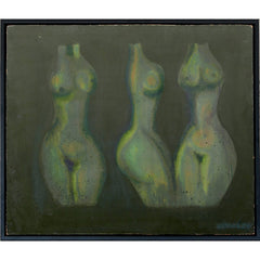 Three Women Vintage Abstract Painting by Nikolay Nikov