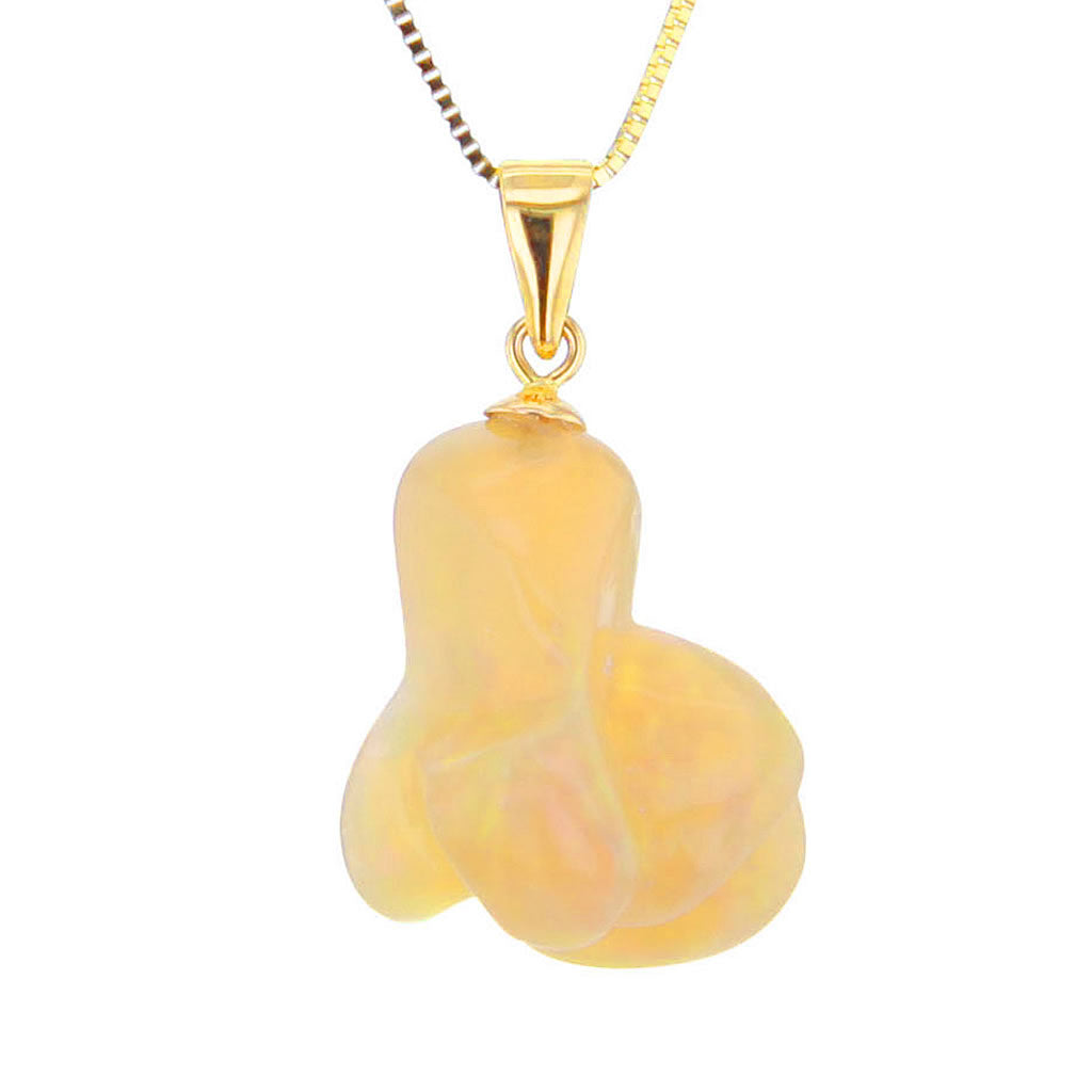 4 ct Australian Organic Opal Pendant on Solid Gold Chain Hollywood